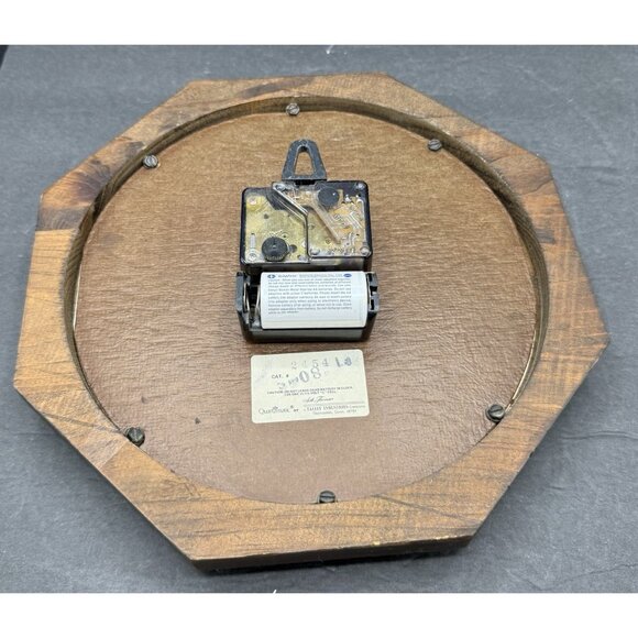 Vintage Seth Thomas Octagon Wall Clock Wood Frame Glass Face Works - Picture 4 of 8